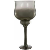 Venice Smoked Glass Ellipse Candle Holder - Large