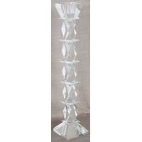venice clear cut glass diamond candle holder large