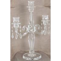 Venice Clear Cut Glass Candelabra with Droplets