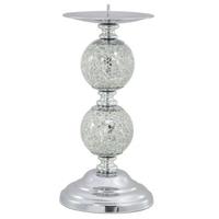 Venice Silver Mosaic Two Ball Candlestick