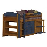 Verona Designs Midsleeper Blue + Desk + 3 + 2 Chest + Bookcase