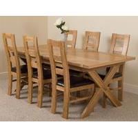 Vermont Solid Oak Extending Dining Table & 6 Yale Solid Oak Leather Chairs