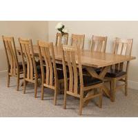 Vermont Solid Oak Extending Dining Table & 8 Princeton Solid Oak Leather Chairs