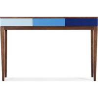 Vernay Console Desk, Dark Stain Ash with Multicolour Blue