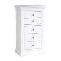 venice white tall 5 drawer chest