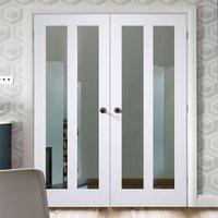 Vermont White Primed Door Pair with Clear Safety Glass