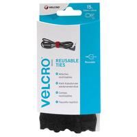 VELCRO® VEL-EC60466 Reusable Ties - 12mm x 20cm - Black - 15 Pieces