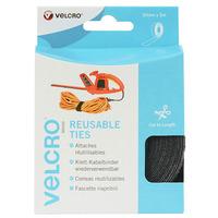 VELCRO® VEL-EC60254 Reusable Ties - 30mm x 5m - Black - 1 Roll