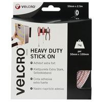 VELCRO® Brand VEL-EC60246 Heavy Duty Stick On Tape 50mm x 2.5m - White