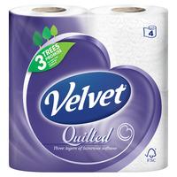 Velvet Quilted Toilet Tissue 4 Rolls