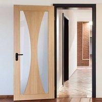Verona Oak Flush Fire Door with Clear Glass is 1/2 Hour Fire Rated