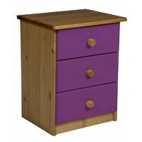 Verona 3 Drawer Bedside Table Purple