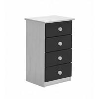 Verona 4 Drawer Bedside Table White with Graphite