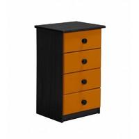 verona 4 drawer bedside table graphite with orange