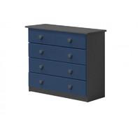 Verona 4 Drawer Graphite Chest with Blue