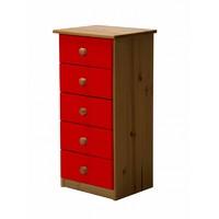 Verona 5 Drawer Bedside Table Red