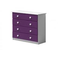 verona 4 drawer white chest with lilac