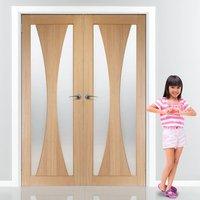 Verona Oak French Door Pair with Obscure Safety Glass