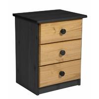 verona 3 drawer bedside table graphite with antique