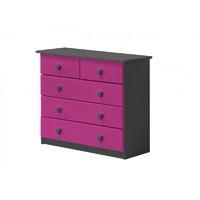 Verona 3 plus 2 Drawer Graphite Chest with Fuschia