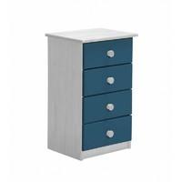 Verona 4 Drawer Bedside Table White with Blue