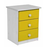 Verona 3 Drawer Bedside Table White with Lime