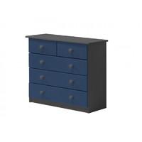 Verona 3 plus 2 Drawer Graphite Chest with Blue