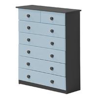 verona 5 plus 2 drawer graphite chest with baby blue