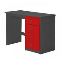 Verona 4 Drawer Single Graphite Dressing Table with Red