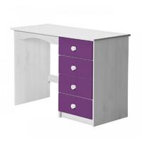 verona 4 drawer single whitewash dressing table with lilac