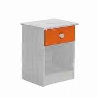 verona 1 drawer bedside table white with orange