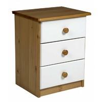 Verona 3 Drawer Bedside Table White