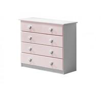 verona 4 drawer white chest with pink