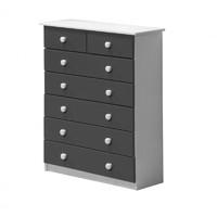 verona 5 plus 2 drawer white chest with graphite