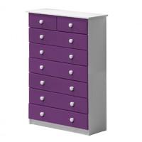 verona 6 plus 2 drawer white chest with lilac