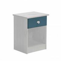 Verona 1 Drawer Bedside Table White with Blue