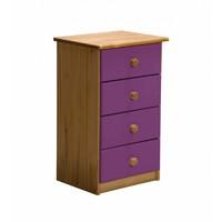 verona 4 drawer bedside table purple