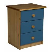 Verona 3 Drawer Bedside Table Blue