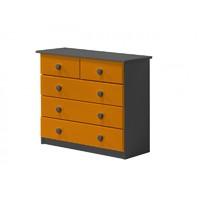 Verona 3 plus 2 Drawer Graphite Chest with Orange