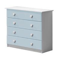 Verona 4 Drawer White Chest with Baby Blue