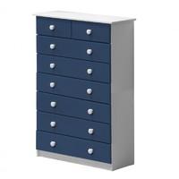 verona 6 plus 2 drawer white chest with blue