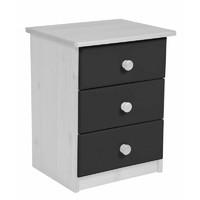 Verona 3 Drawer Bedside Table White with Graphite