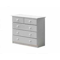 verona 3 plus 2 drawer white chest with white