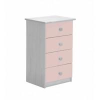 Verona 4 Drawer Bedside Table White with Pink