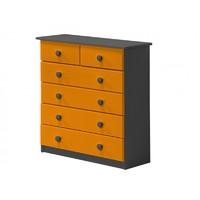 Verona 4 plus 2 Drawer Graphite Chest with Orange