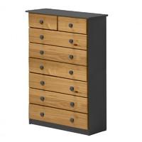 Verona 6 plus 2 Drawer Graphite Chest with Antique