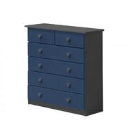 Verona 4 plus 2 Drawer Graphite Chest with Blue