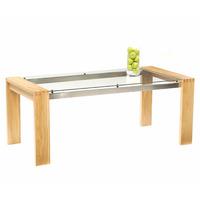 Venice Solid Oak 180cm Dining Table with Glass Top