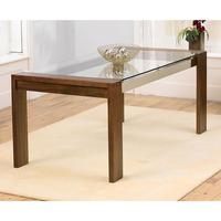 Venice Solid Walnut 180cm Dining Table with Glass Top