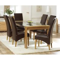 Venice Oak and Glass 150cm Dining Table with 6 Venice Chairs
